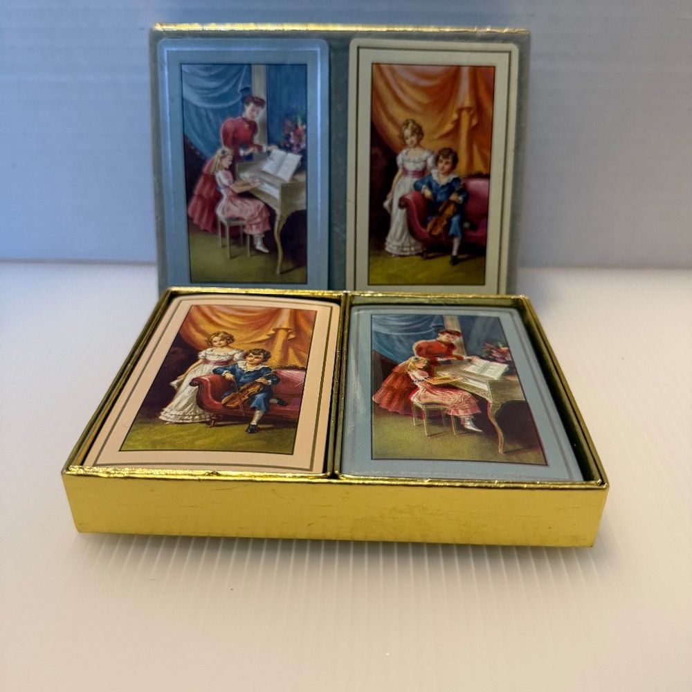 Congress Double Deck Playing Cards Cel-U-Tone Finish- Victorian People - Vintage